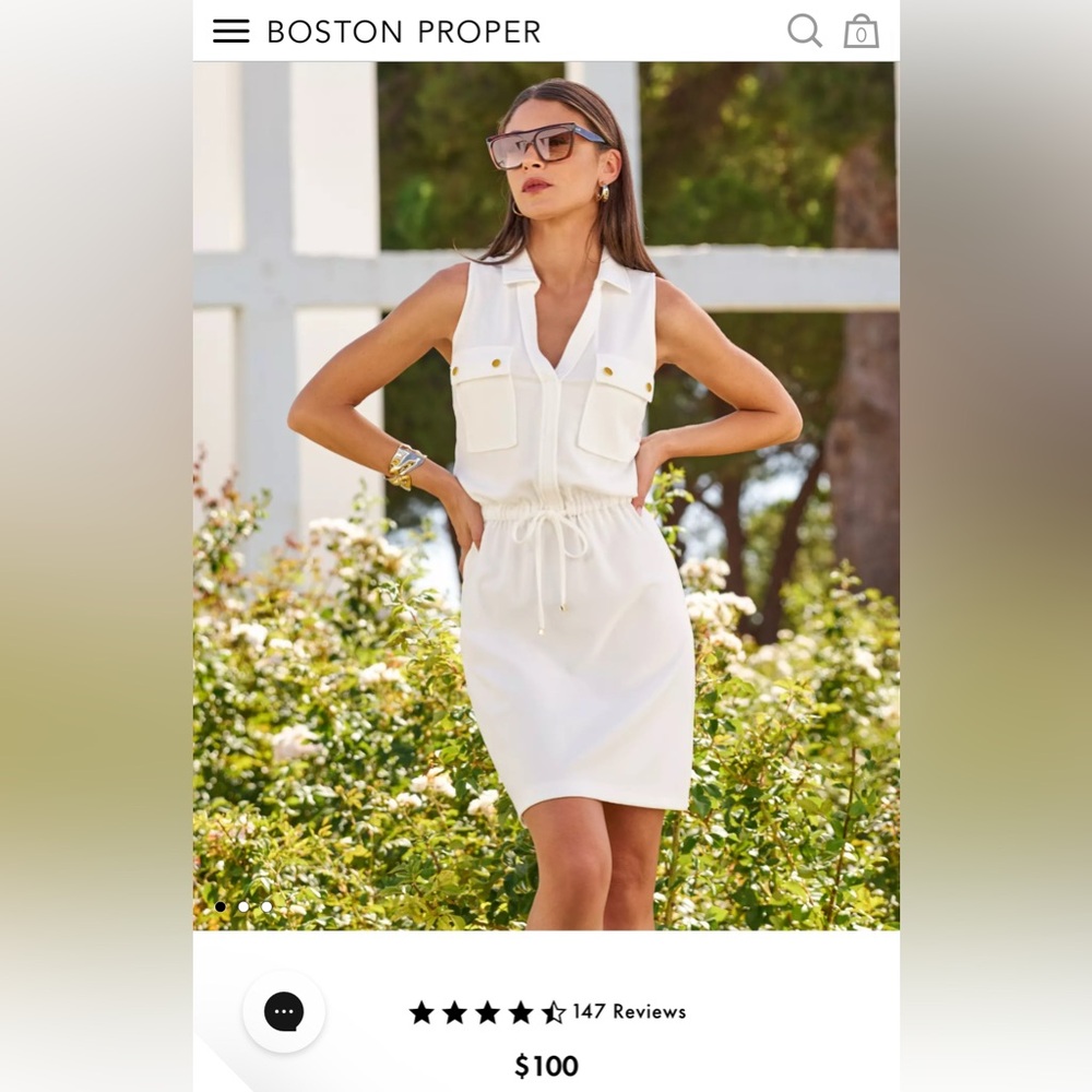 Boston Proper Beyond Travel Chic Drawstring Dress White Large NWT
